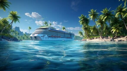 cruise ship on paradise island