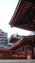 A traditional Japanese red temple in Nagoya Japan