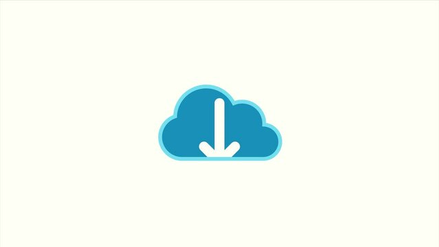 download cloud with arrow symbol animation, storage and hosting cloud download motion graphic in 4k video