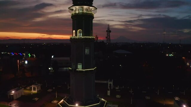 AH - 4K Aerial view of Baiturrahman the Beautiful Mosque in Aceh, Indonesia