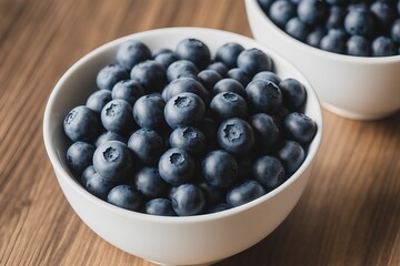 Fresh blueberries in cup with copy space close up
