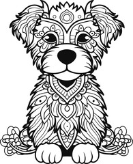 Dog With Mandala coloring pages vector animals