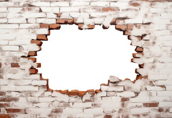 Hole in brown brick wall