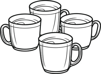 Cups coloring pages vector animals