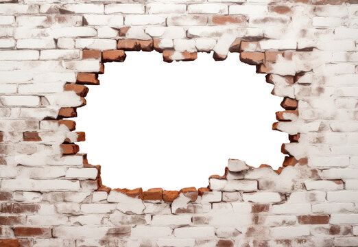 Hole in brown brick wall