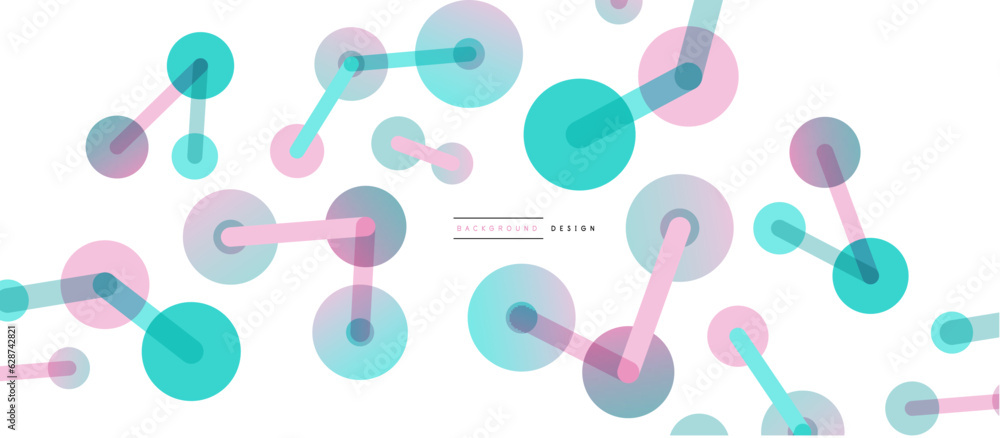 Poster line points connections geometric abstract background. circles connected by lines. trendy techno bus