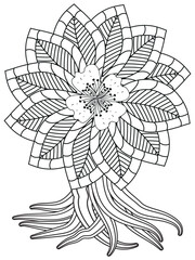 Fototapeta premium Flowers bouquet coloring book page. Isolated on white background. Doodle drawing anti-stress coloring books page for adults or children. Flat Vector Illustration