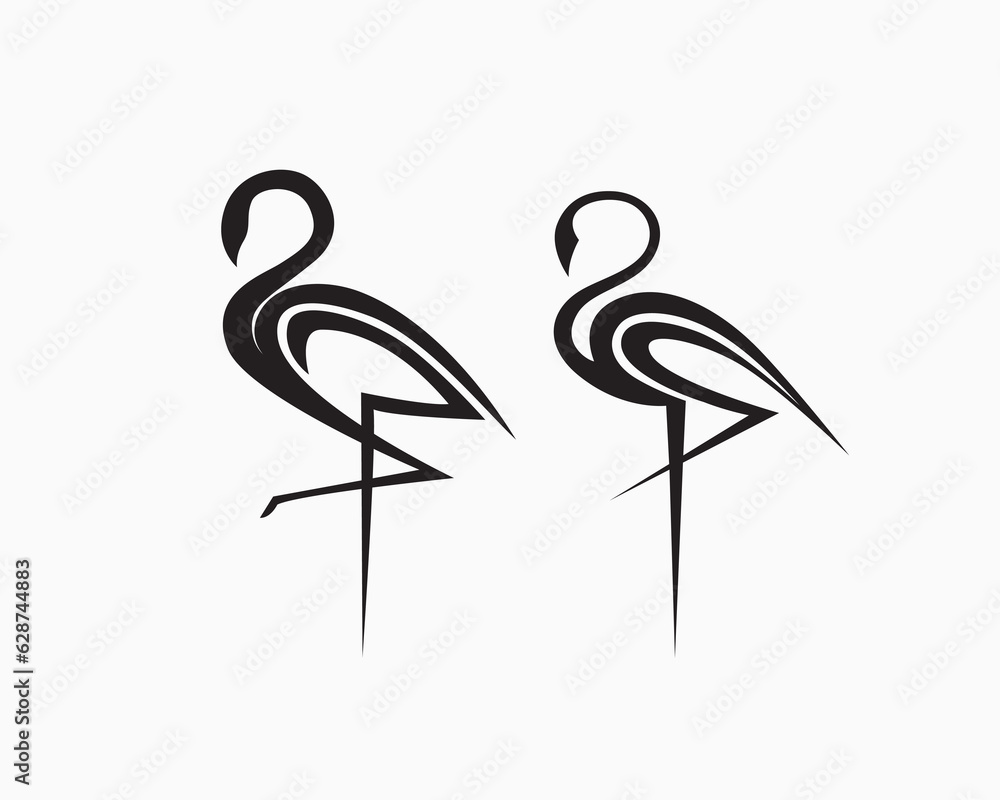 Wall mural abstract stand flamingo logo symbol design template illustration inspiration