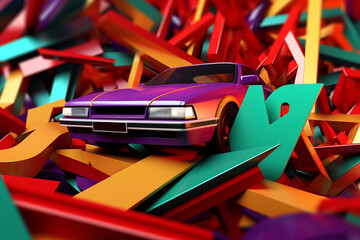 Obraz premium 3D Render Colorful Retro Vintage Abstract Remix Design Background