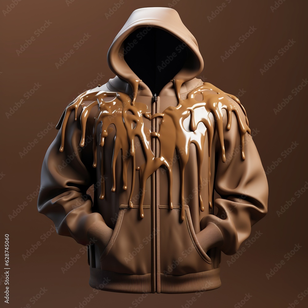 Wall mural 3d rendering of hoodie melting, generative ai