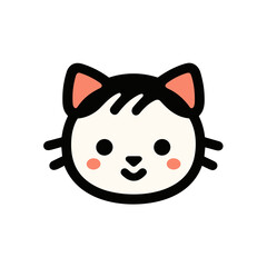 Cute Smile Cat Face Logo Icon