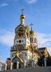 Fototapeta na wymiar Orthodox Christian Cathedral of Equal-to-the-Apostles Prince Vladimir in Sochi, Russia