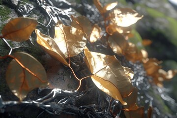 3D Render Glossy Technology in Nature Fusion Closeup Texture Background