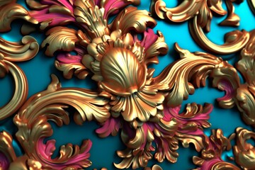 3D Render Intricate Baroque Unique Texture Background