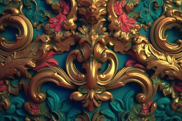 3D Render Intricate Baroque Unique Texture Background