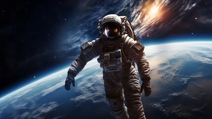 astronaut in space with a planet, generative ai