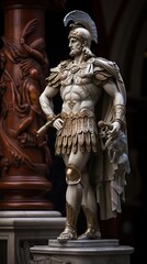 Obraz premium An imposing Roman statue, a vestige of ancient art and architecture. Generative AI