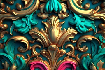 3D Render Intricate Baroque Unique Texture Background