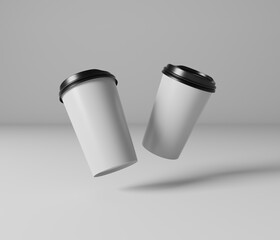 Coffee Cup Mockup, Render Realistic 3D illustration. Package Mock-Up design For Branding.