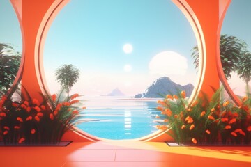 3D Render of a Futuristic Summer Beachscape