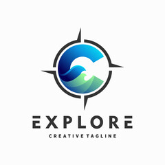Waves C logo with compass concept
