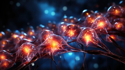 Bright and Shiny 3D Representation of the Central Nervous System in Blue Tones Generative AI.