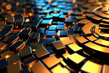 Obraz premium 3D Render of a Glowing Cyber Texture Abstract Background