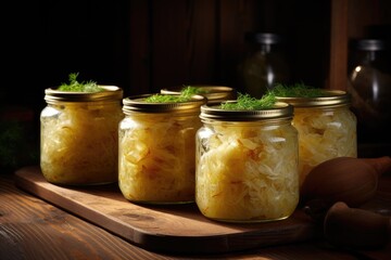 Delicious homemade sauerkraut, pickled cabbage.-