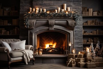 Christmas decoration at home. Generative AI