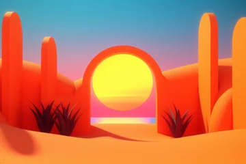 Foto op Plexiglas 3D Render of a Summer Themed Background Landscape © AberrantRealities