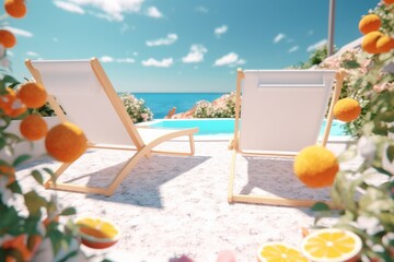 Fototapeta na wymiar 3D Render of a Summer Themed Background Landscape