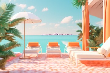 3D Render of a Summer Themed Background Landscape