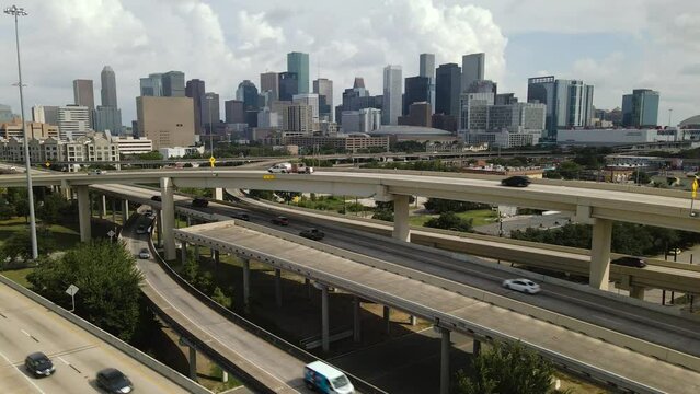 Intertwining Mess Of Elevated Highways In Houston Texas USA