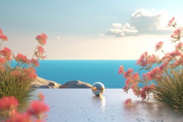 3D Render of a Summer Themed Background Landscape