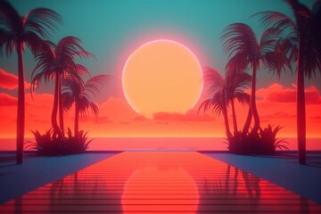 3D Render of a Twilight Summer Landscape Background
