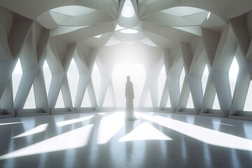 3D Render of Bright Rays Piercing into an Empty Room Ambient Scene