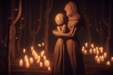 3D Render Powerful Cryptic Skeleton Scene Background