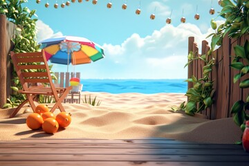 3D Render Summer Themed Backdrop