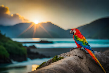 parrot in the sunset