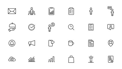 Naklejka na ściany i meble Business and Finance web icons in line style. Money, bank, contact, infographic. Icon collection. Vector illustration