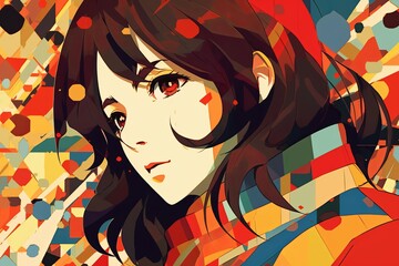 Anime Themed Retro Remixed Abstract Hybrid Background Design