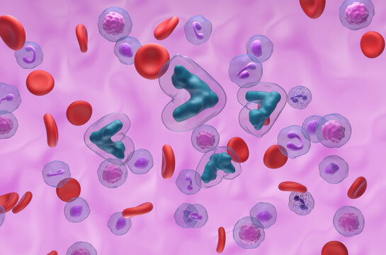 Methotrexate acid in the blood flow - isometric view 3d illustration