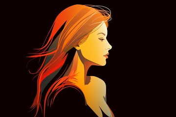 Bold Sleek Graphical Minimalist Female Profile Design