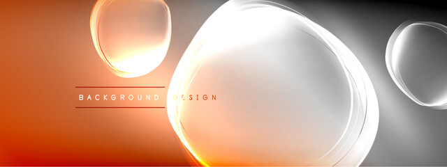 Vector abstract background - liquid transparent bubble shapes on fluid gradient with shadows and light effects