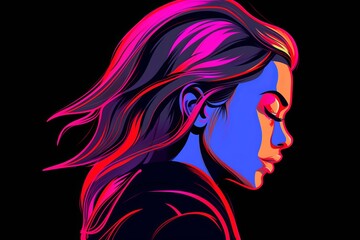 Bold Sleek Graphical Minimalist Female Profile Design