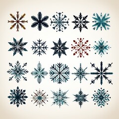 Naklejka na ściany i meble Winter's Whimsical Snowflake Doodles A Vector Image Celebrating Love