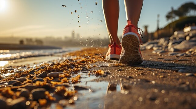 Person Running On The Beach.