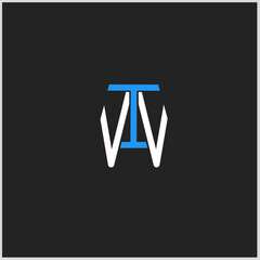 Letter TW monogram logo template. Blue and white color. Vector Illustration for Icon, Symbol, Logo etc