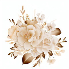 Golden elegant flowers, wedding invitation