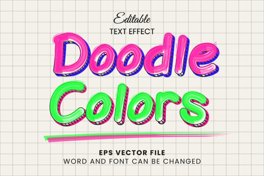 Marker doodle colors vector text effect